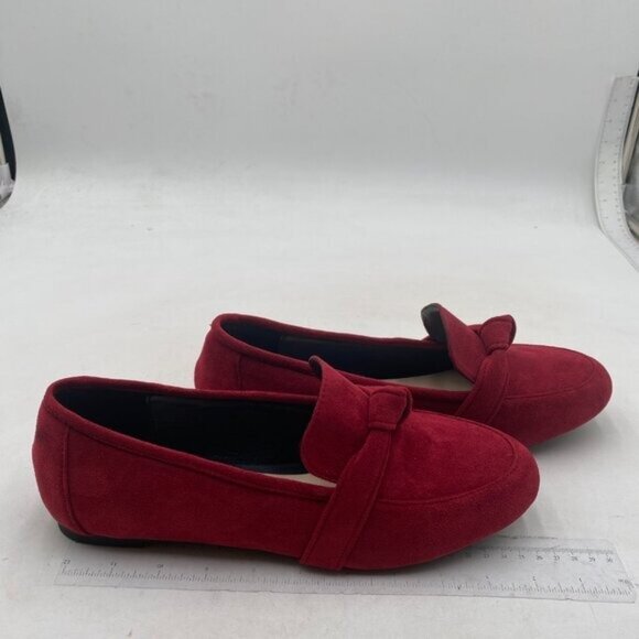 FYS Women Round Toe Flats Knotted Loafer Flats Comfortable Slip On Ballet Red - Picture 4 of 8